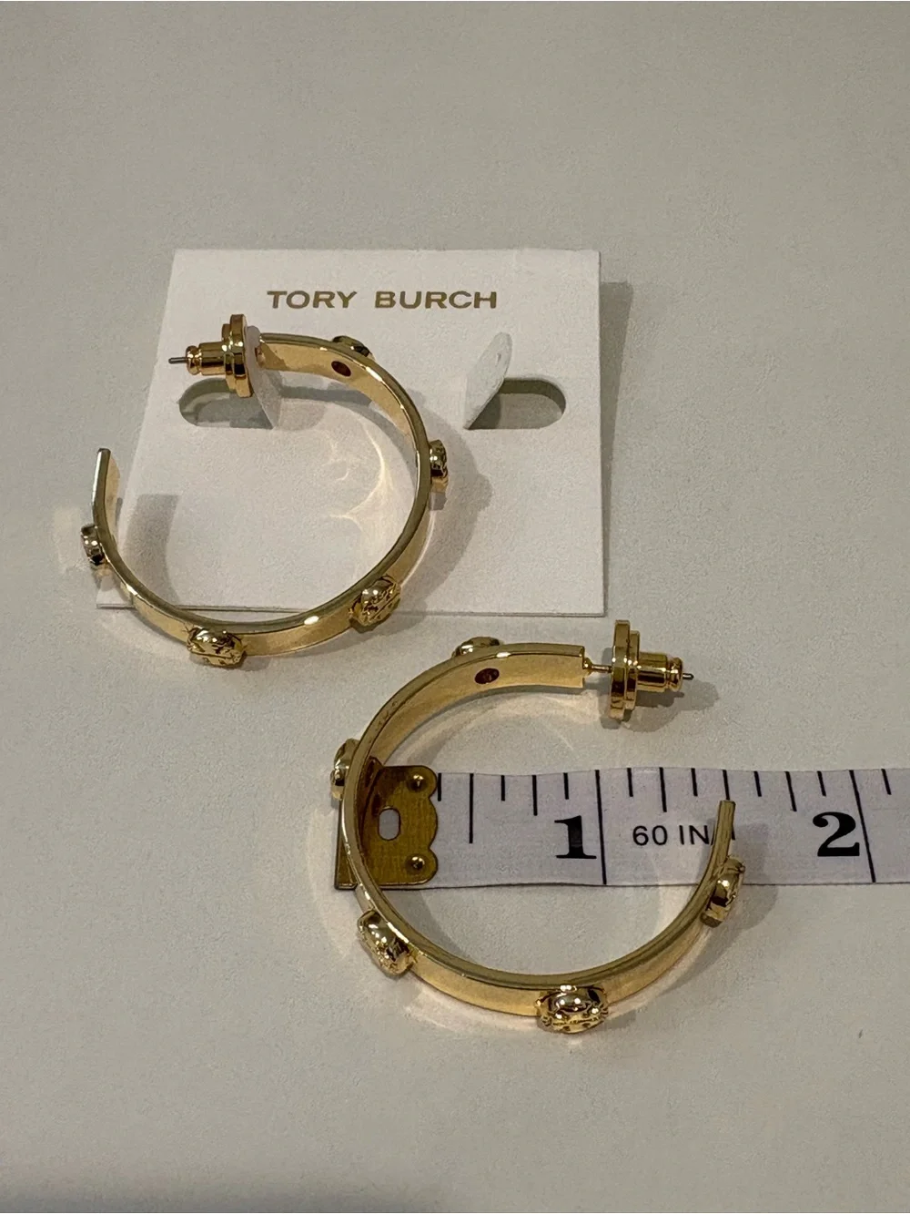 Tory Burch Gold Logo-Embellished Hoop Earrings
